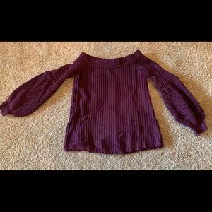 Off the shoulder eggplant sweater